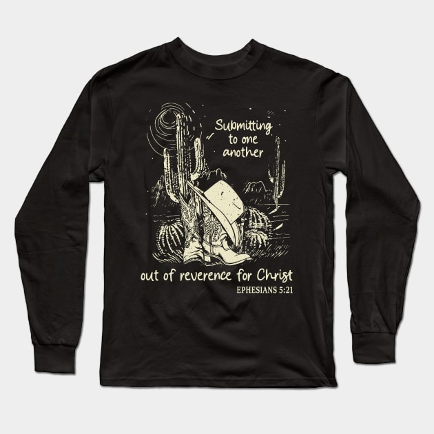 Submitting To One Another Out Of Reverence For Christ Hat Cowgirl Western Long Sleeve T-Shirt by Terrence Torphy